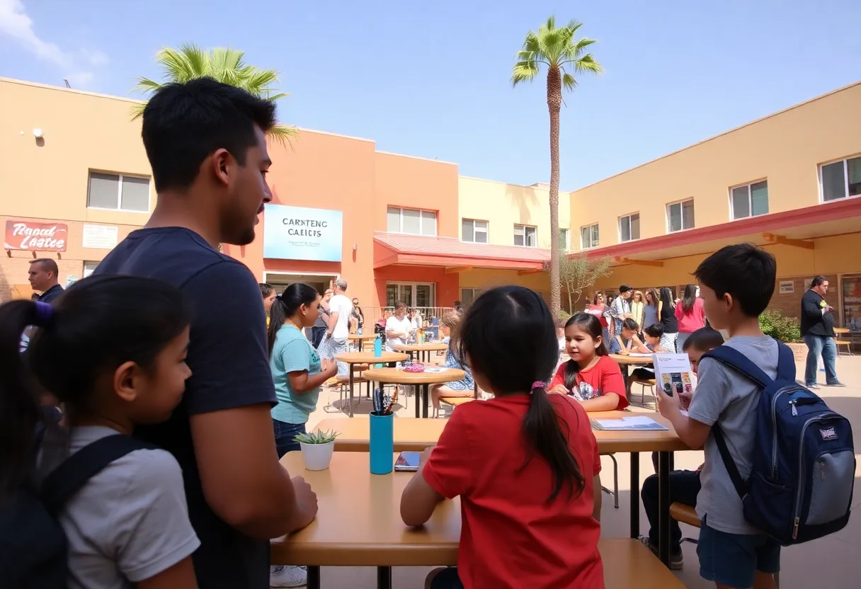 Students engaged in activities at a high school in Phoenix, AZ
