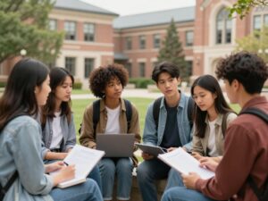 Students discussing college admissions at University of Arizona