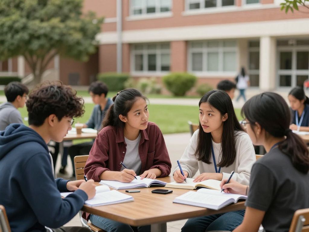 Students on the University of Arizona campus engaged in discussions.