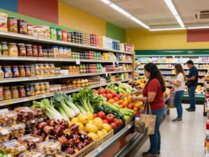 Interior of Vallarta Supermarkets with fresh produce and traditional Latino foods