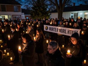 Community members gathered for a candlelight vigil in memory of a murder victim.