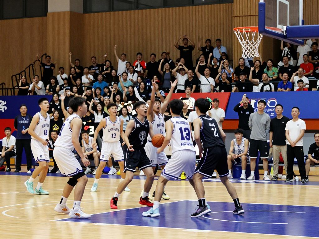 High school basketball game in Arizona with players and enthusiastic crowd.