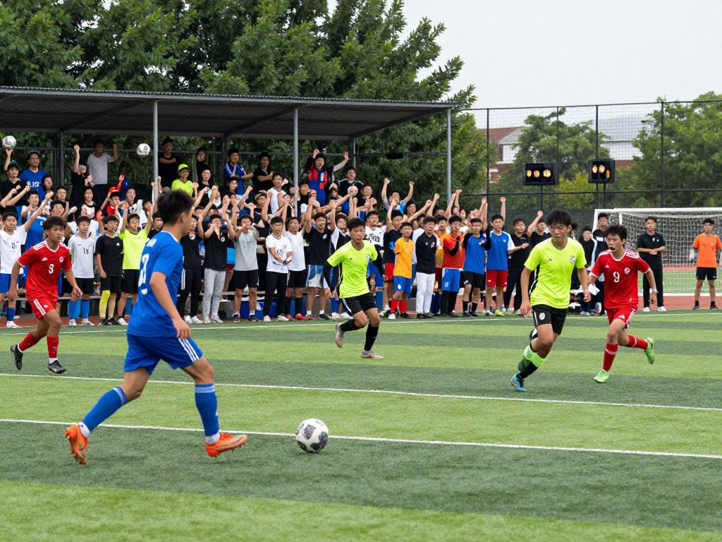 High school soccer players in action during a playoff match