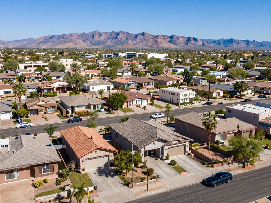 Modern Arizona neighborhood showcasing homes amidst the desert landscape