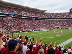 Fans cheering in the stadium for the Arizona Wildcats football team