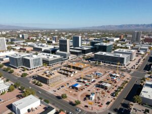 Rendering of the new ASU Health building and John S. McCain III Library in Phoenix