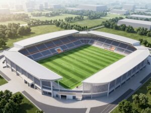 Architectural image of Arizona State University indoor practice facility