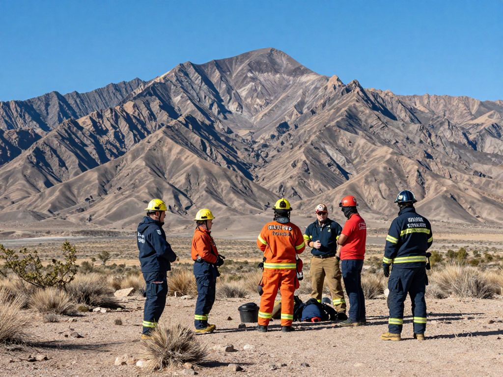 Emergency responders conducting a rescue operation on Camelback Mountain.