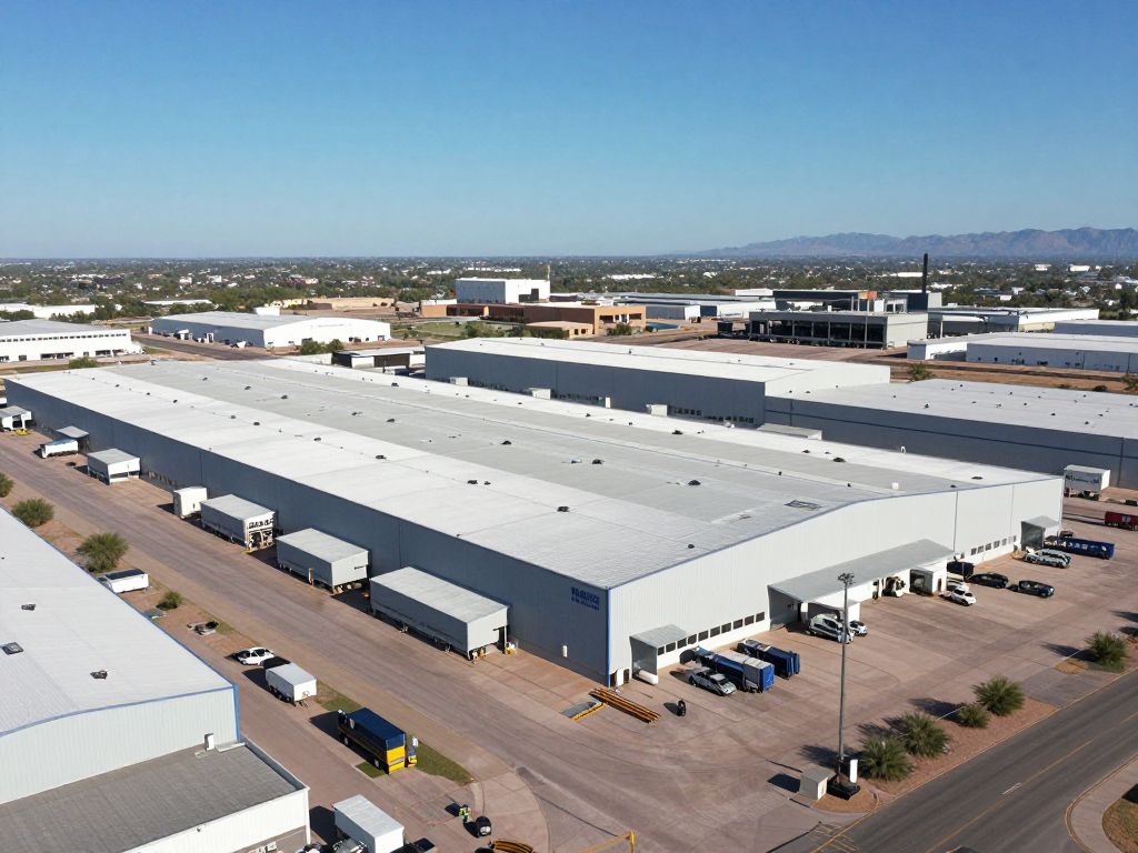 Aerial view of the CapRock West 202 Logistics Project in Phoenix, highlighting the industrial development.