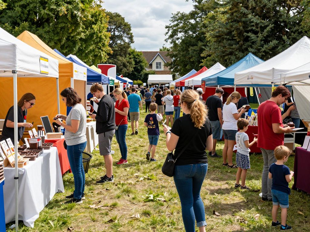 Crowd enjoying chocolate treats at the Chocolate Affaire in Glendale