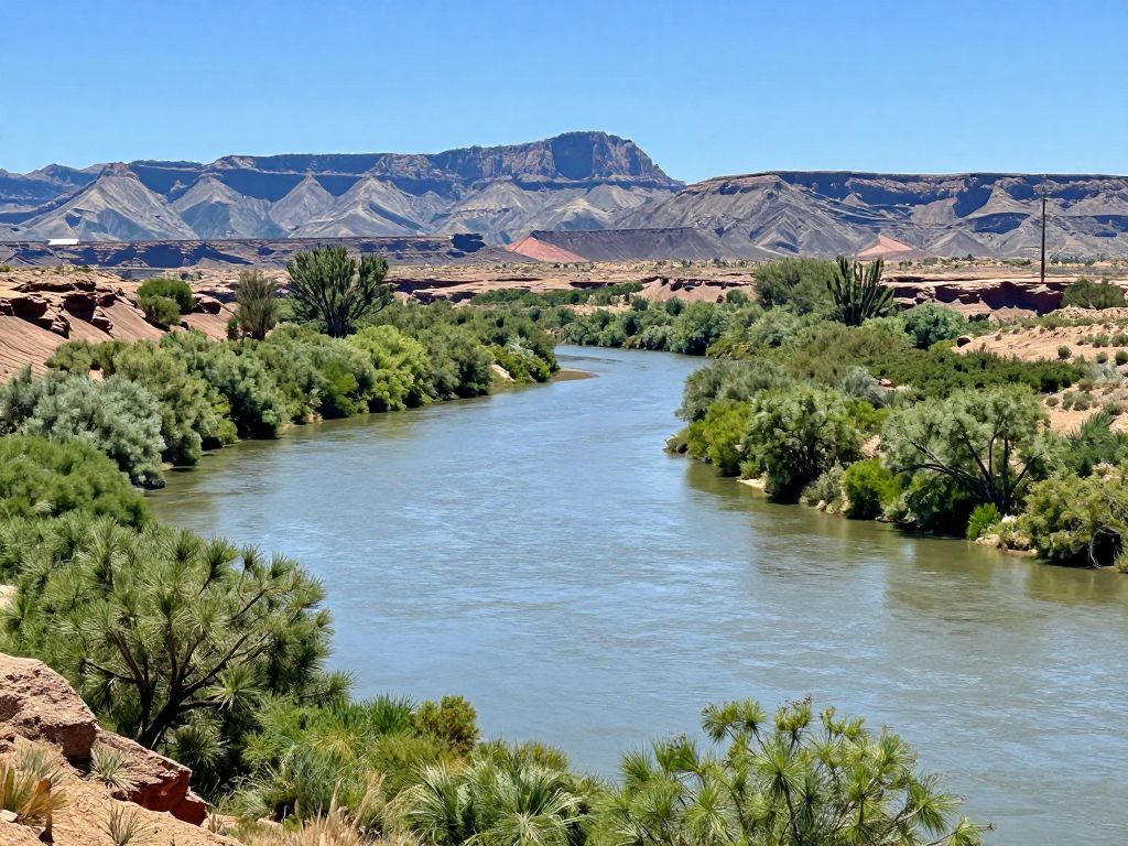 Scenic view of the Colorado River in Arizona with mountains