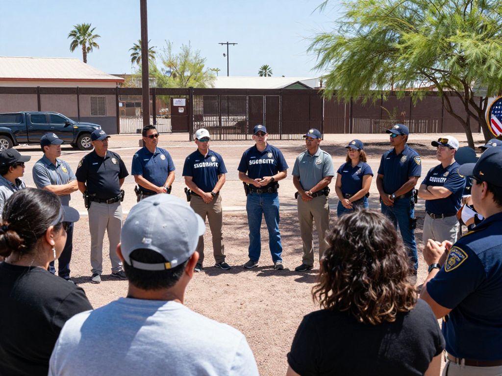 Residents of Phoenix engaging in discussions about border security and community safety.