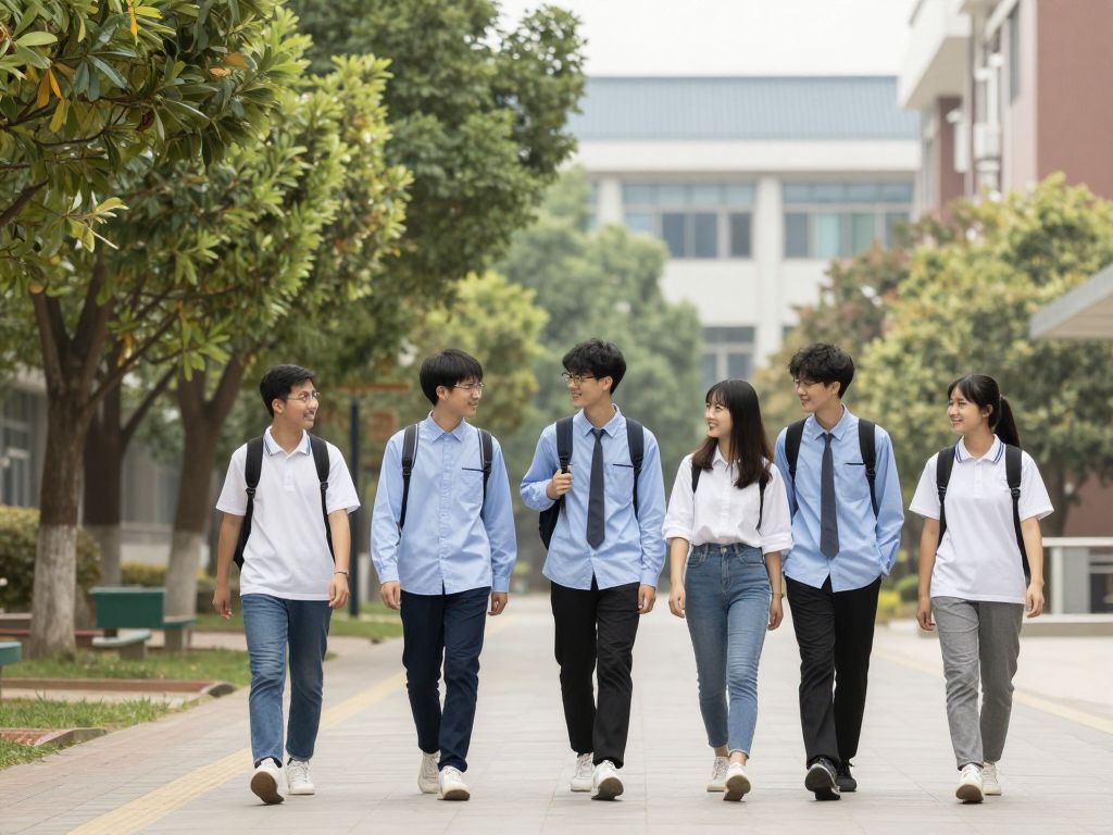 Students walking together on campus, representing unity and safety.