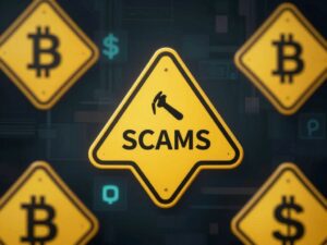 Abstract representation of cryptocurrency scams