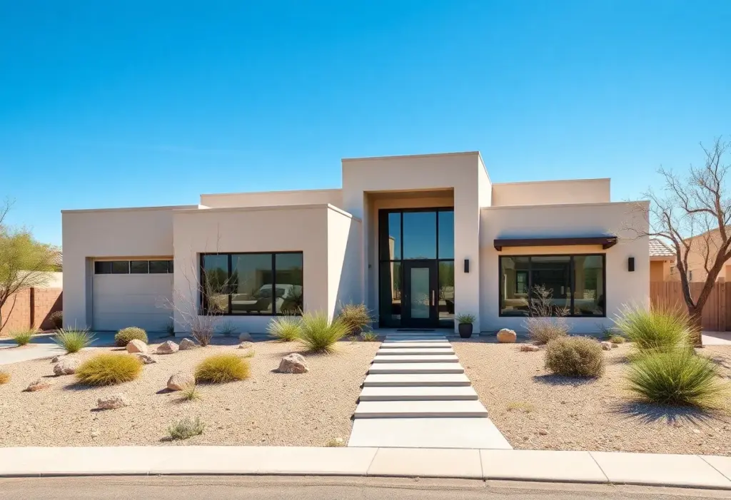 Custom home in Phoenix with desert landscaping