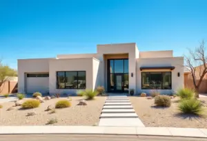 Custom home in Phoenix with desert landscaping