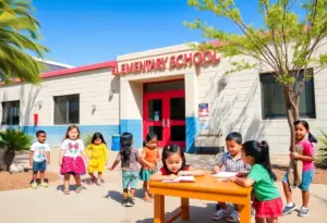 Children at an elementary school in Phoenix participating in outdoor learning activities.