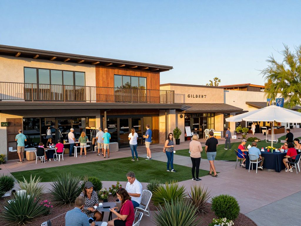 Vibrant community hub with local businesses in Gilbert, AZ