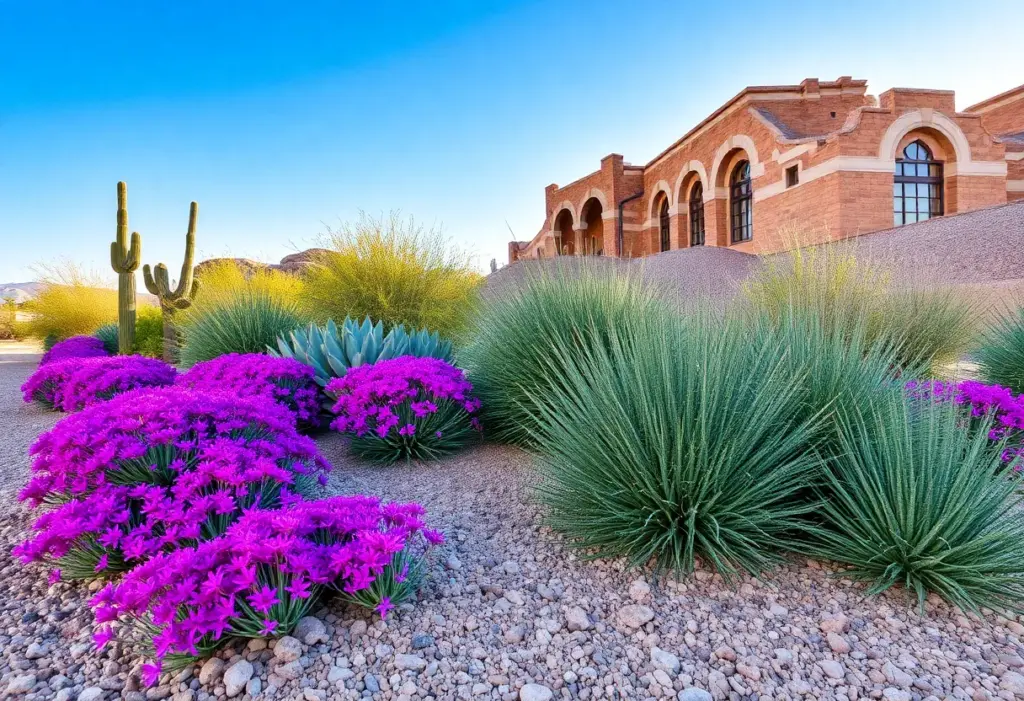 Drought-tolerant ground cover plants in a Phoenix landscape