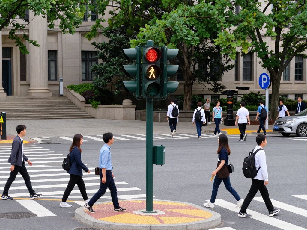HAWK light installation at a university intersection