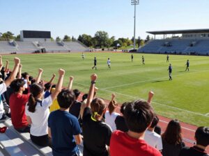 High school soccer players competing during the championships.