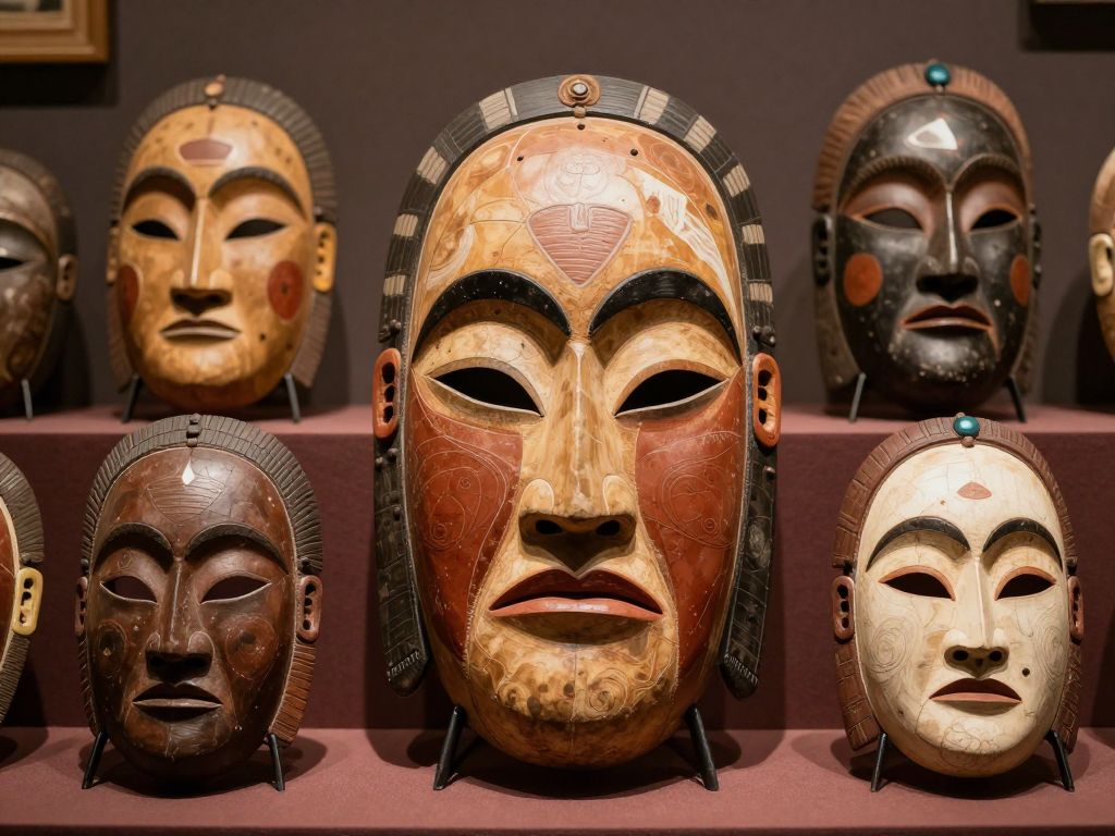 Traditional Hopi ceremonial masks representing cultural heritage.