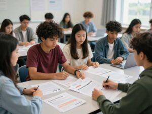 Students learning about HPV vaccination in a college setting