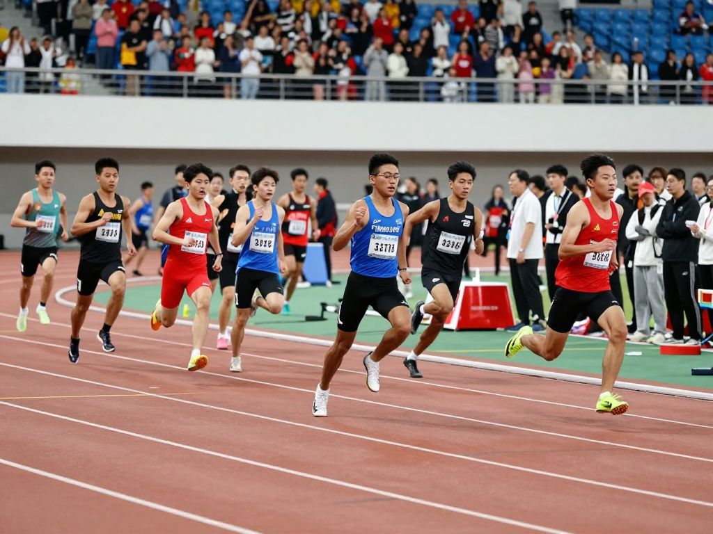 Students from NC Leadership and Phoenix Academy competing in an indoor track event