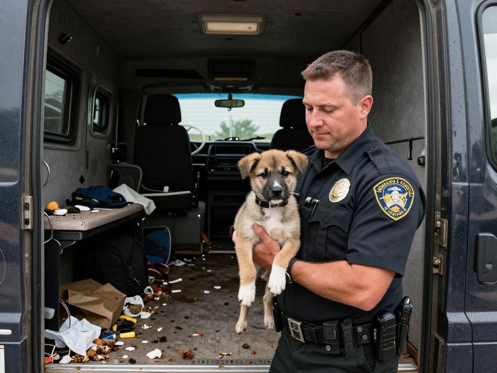 Maricopa County deputies rescue dogs from a filthy RV, showing the unsanitary conditions and the act of removing animals for care.