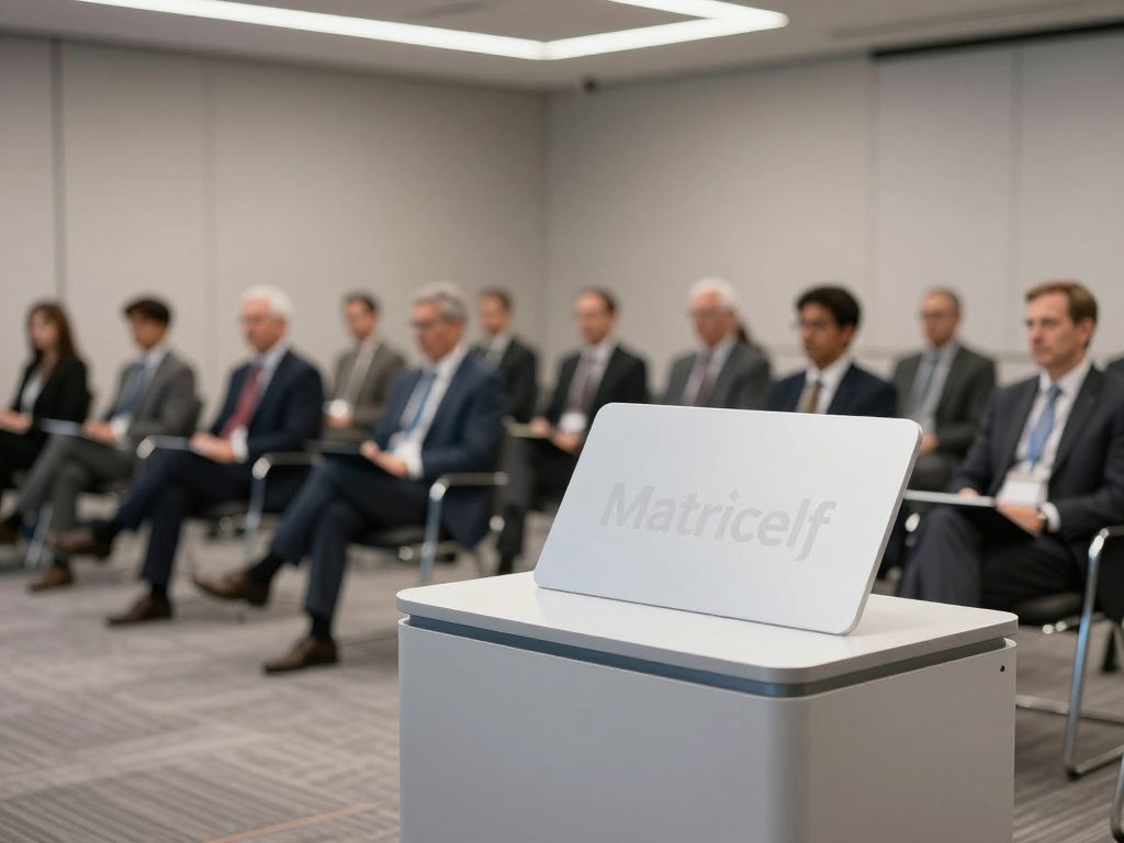 Abstract representation of neural tissue regeneration technology display at a conference in Phoenix, Arizona.