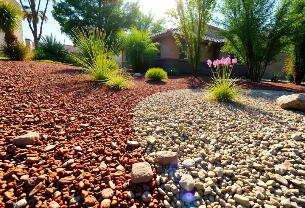 Various types of mulch in a Phoenix garden