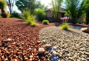 Various types of mulch in a Phoenix garden