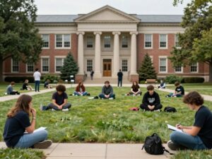 Campus scene showcasing the importance of student safety amid hazing concerns