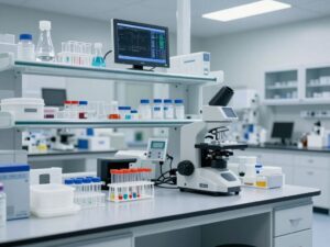 Modern laboratory setting symbolizing pharmaceutical research and development relevant to Novo Nordisk's drug price changes impacting Phoenix, Arizona.