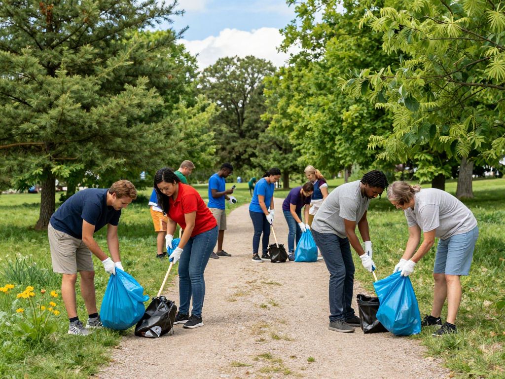 Volunteers participating in the Peoria Trail Cleanup event
