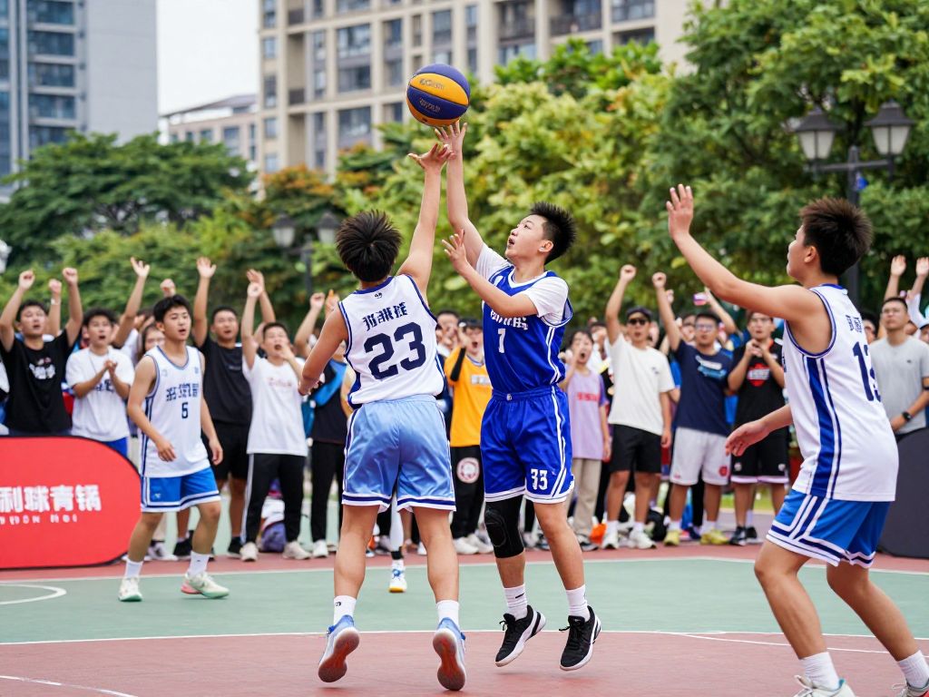 Participants playing basketball in a Phoenix tournament