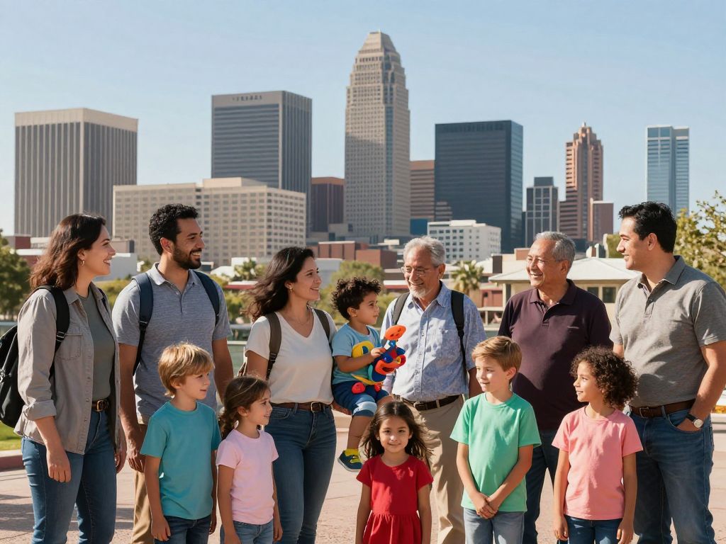 Phoenix skyline with families highlighting child care needs