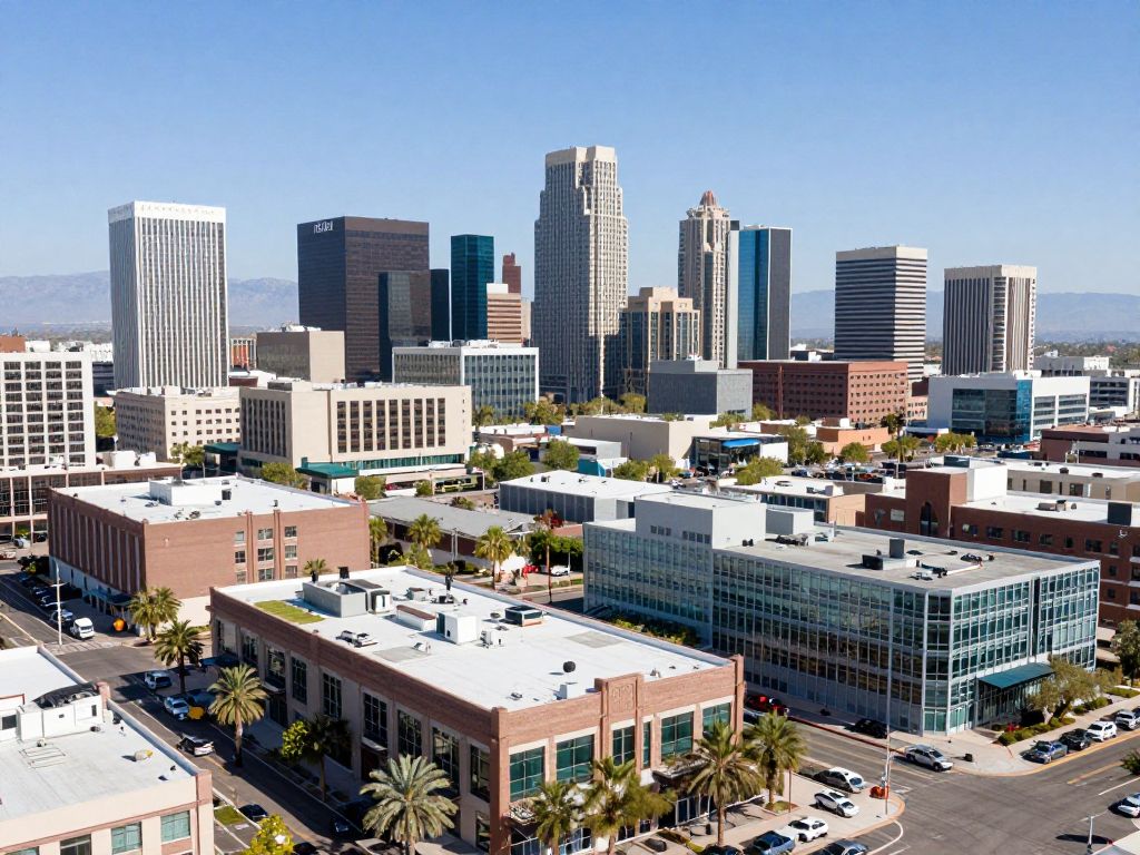 Cityscape of Phoenix showcasing small businesses and engineering firms