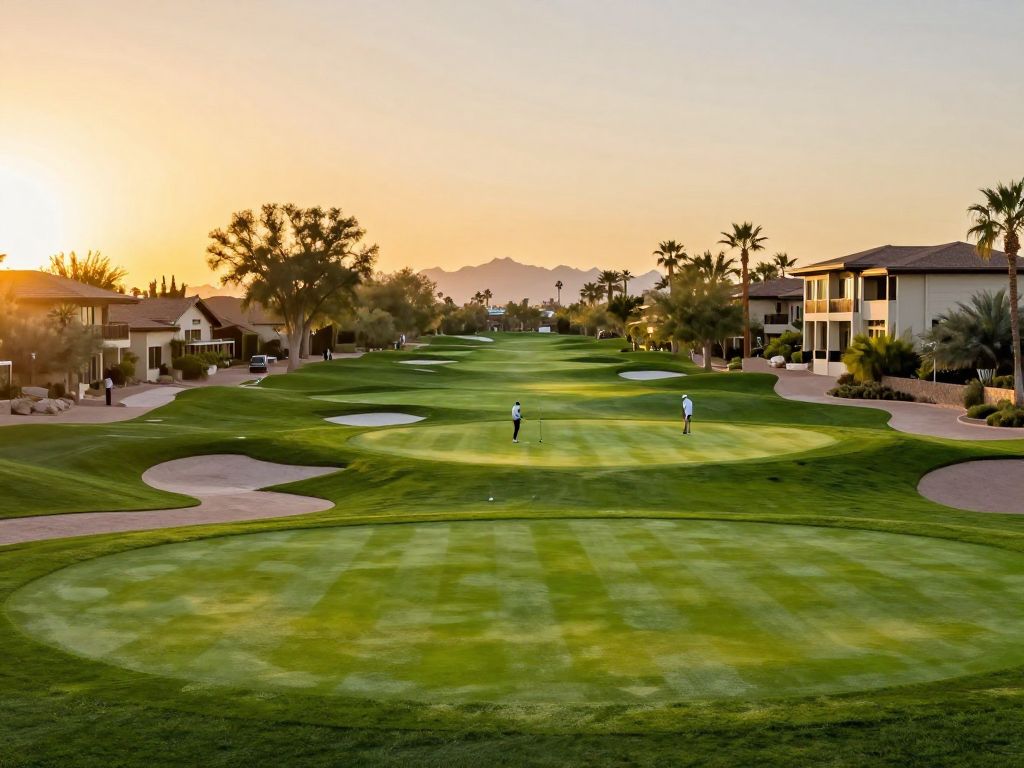 Renovated golf course in Phoenix with golfers playing