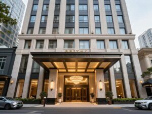 Exterior view of a luxury hotel representing Author & Edit Hospitality