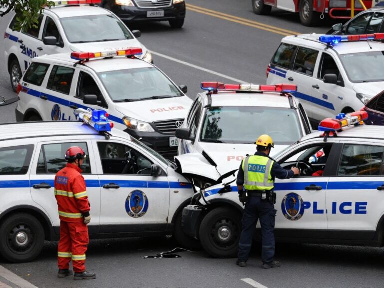 A multi-vehicle collision in Phoenix involving police and civilian vehicles.