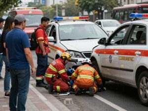 Emergency responders at the scene of a multi-vehicle crash in Phoenix