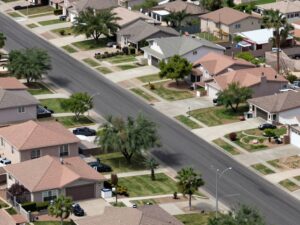 Aerial view of a typical residential neighborhood in Phoenix, AZ, representing the general location of a police incident.