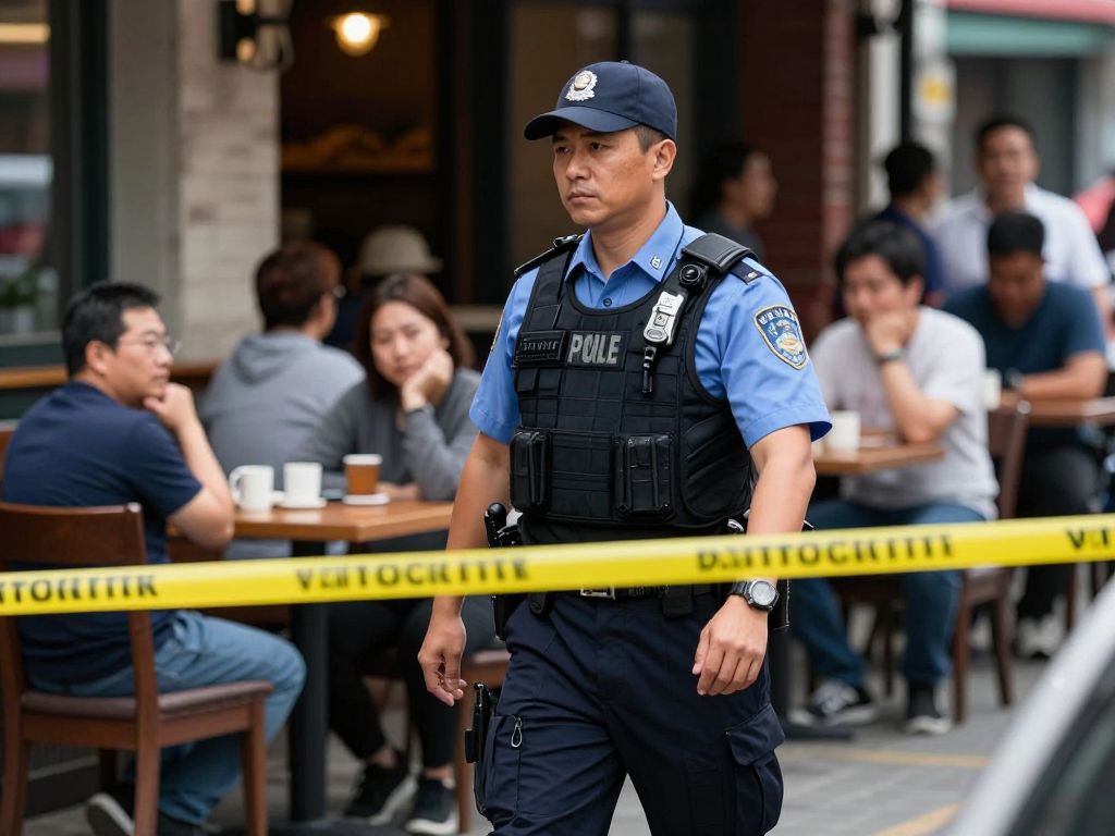 Police at the crime scene of a restaurant shooting in west Phoenix.