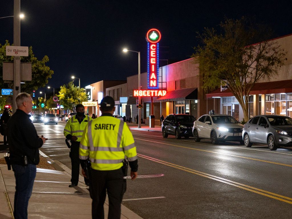 Street scene in central Phoenix emphasizing road safety awareness