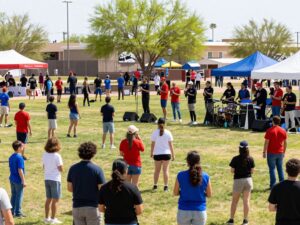 A vibrant spring festival in Phoenix featuring sports and music