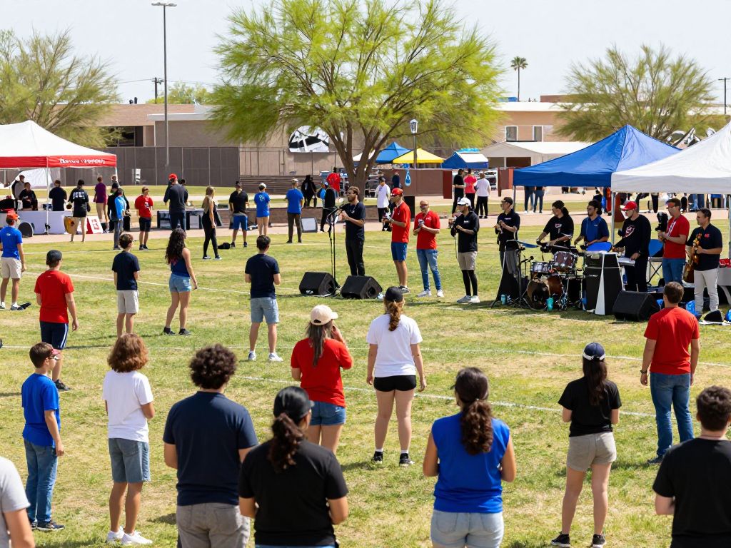 A vibrant spring festival in Phoenix featuring sports and music