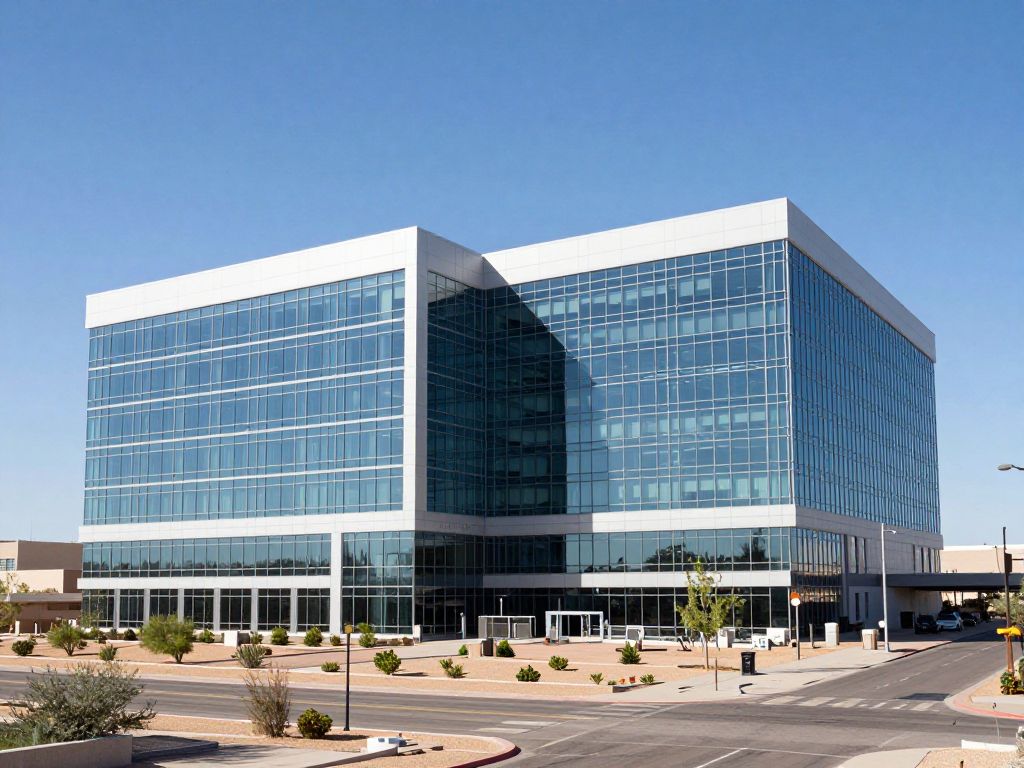 Modern office building in Phoenix, Arizona, symbolizing the thriving tech and advanced manufacturing sectors.