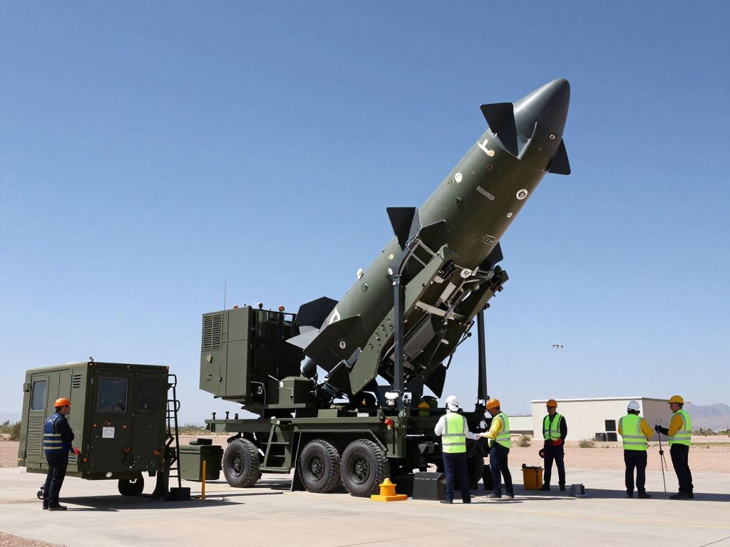 Engineers conducting a missile test at Raytheon facility in Arizona.