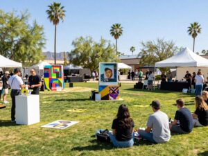 Community members engaging with art at an outdoor festival in Scottsdale.
